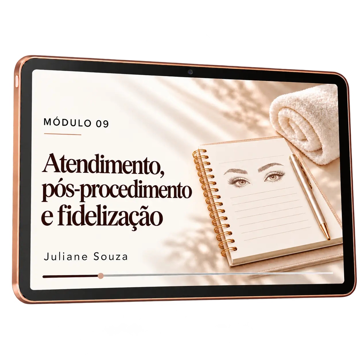 Mockup da aula do módulo 09 em um tablet
